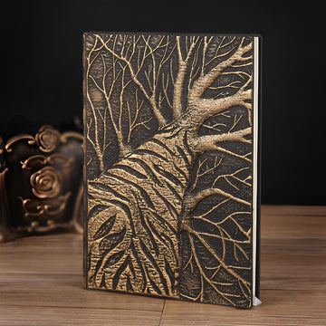 3D EMBOSSED LEATHER COVERED TRAVELLERS JOURNAL - SEQUOIA BRONZE - A5 SIZE