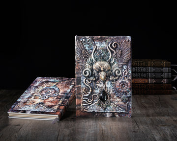 3D EMBOSSED LEATHER COVERED TRAVELLERS JOURNAL - VULTURE MULTI-COLOR - A5 SIZE
