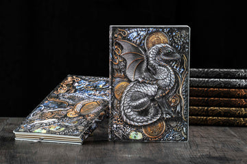 3D EMBOSSED LEATHER COVERED TRAVELLERS JOURNAL - FLYING DRAGON MULTI COLOR - A5 SIZE