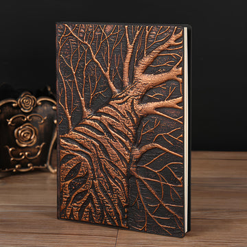 3D EMBOSSED LEATHER COVERED TRAVELLERS JOURNAL - SEQUOIA RED - A5 SIZE