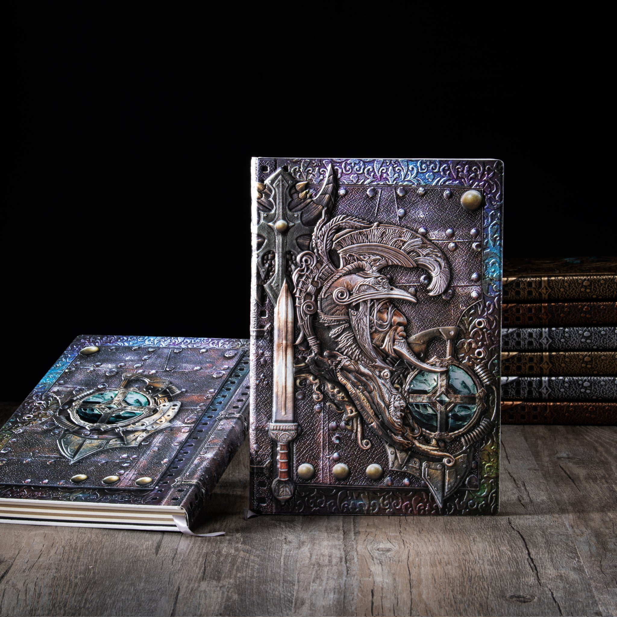 3D EMBOSSED LEATHER COVERED TRAVELLERS JOURNAL - GOD OF WAR - MULTI-COLOR - A5 SIZE