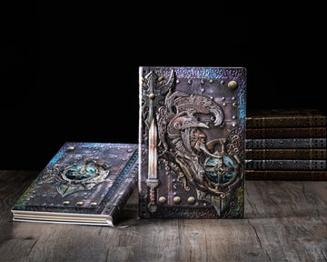 3D EMBOSSED LEATHER COVERED TRAVELLERS JOURNAL - GOD OF WAR - MULTI-COLOR - A5 SIZE