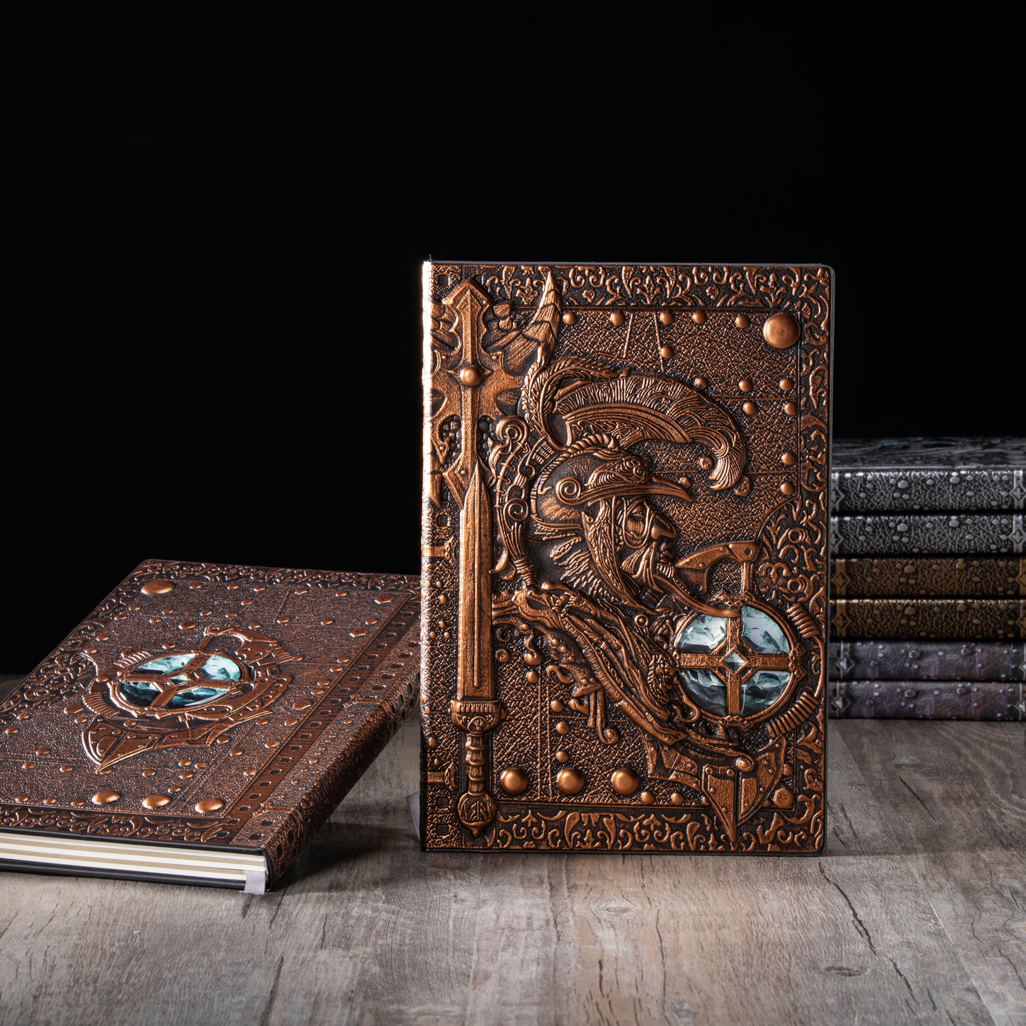 3D EMBOSSED LEATHER COVERED TRAVELLERS JOURNAL - GOD OF WAR - RED - A5 SIZE