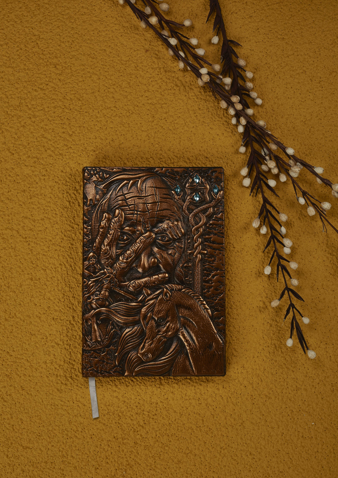 3D EMBOSSED LEATHER COVERED TRAVELLERS JOURNAL - MAGICIAN - A5 SIZE